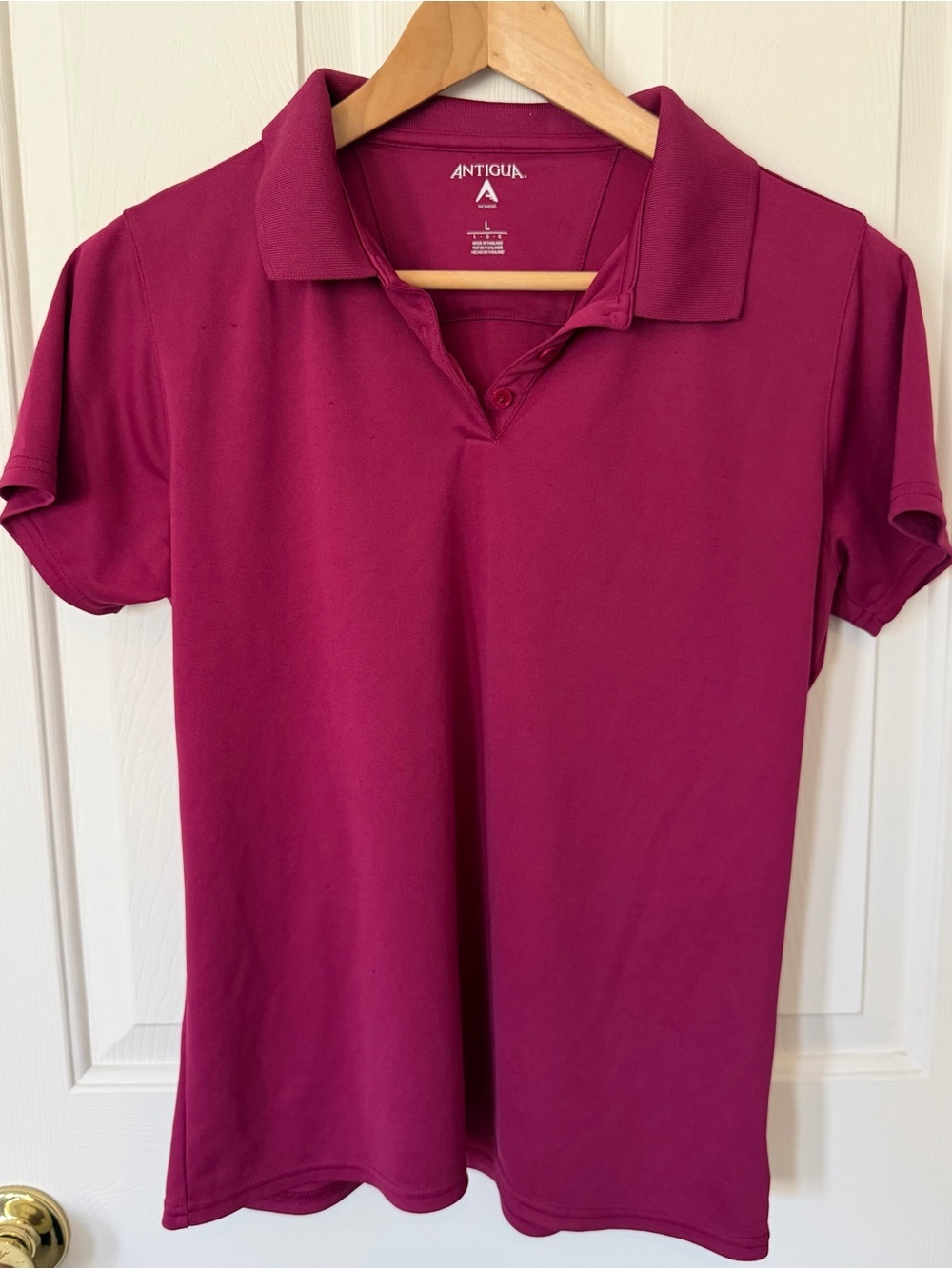 Antigua Women's Magenta Button-Down Polo